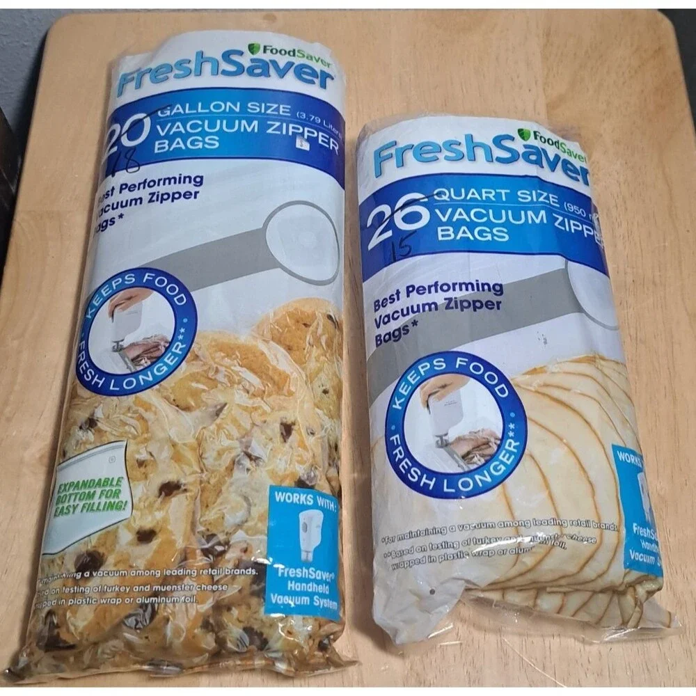 Fresh Saver Vacuum Seal 18 Pk 1-Gallon & 15 Pk 1 Quart, Expandable Bags